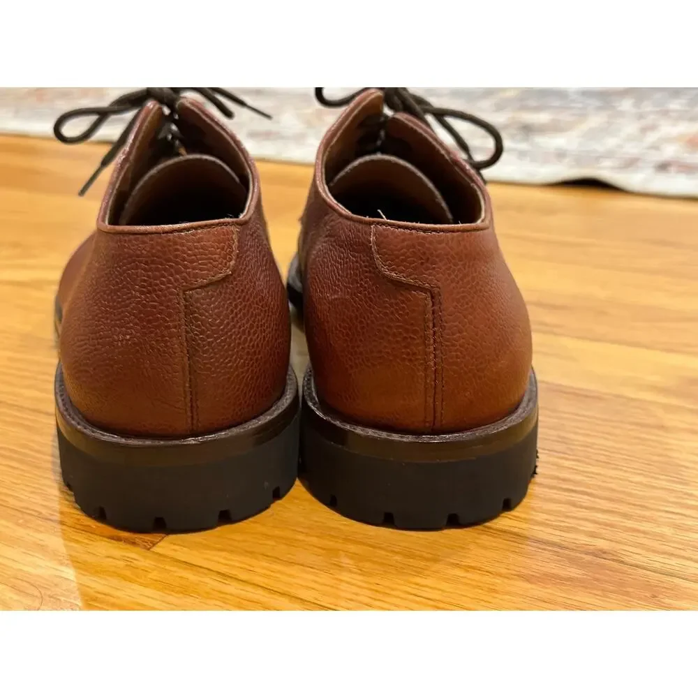 Salvatore Ferragamo Studio Brown Pebble Grain Leather Vibram Lug Derby Shoes 9D